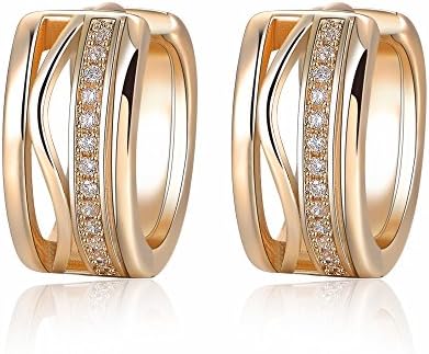 18 k Gold Plated Fashion Crystal Wedding Engagement Huggy Hoop Earring