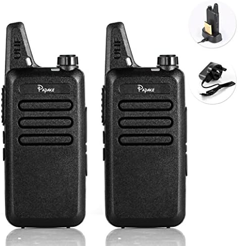 Papake Walkie Talkie Two way Radio Walky Talky 16 CH UHF 400-470mhz Long Range Walkie Talkies Long Distance Walkie Talkies for kids , Field Survival Biking and Hiking 2pcs (Black)