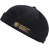 Men Hats Docker Cap Hats Beanie Sailor Cap Worker Hat Rolled Cuff Retro Brimless Hat with Adjustable