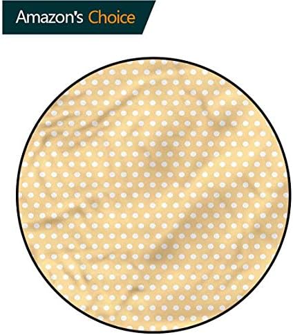 RUGSMAT Vintage Modern Flannel Microfiber Non-Slip Machine Round Area Rug,White Polka Dots Classic Super Soft Living Room Bedroom Carpet Woman Yoga Mat Diameter-63