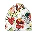 Qiabao Women's Floral Printed Chemo Cap Hat Slouchy Beanie (White/Red)