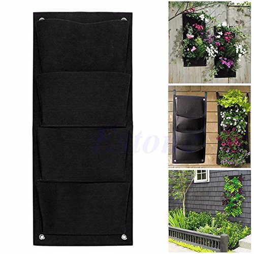 Amrka Pocket Vertical Garden Planter, Living Wall Planter, Vertical Greening Hanging Planters, Planting Bag for Outdoor & Indoor Herb Pot, Vegetable, Flower Gardens (Pocket Number: 4 Pockets)
