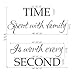 MairGwall Time Spent with Family is Worth Every Second - Family Lettering Vinyl Wall Decal - Without Clock and Picture Frame (Black, Small)