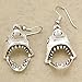 RechicGu Vintage Silver Shark Hinged Moveable Tooth Jaws Skull Hell Demon Mouth Dangle Earrings Fancy Dress