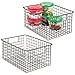 mDesign Metal Wire Food Storage Basket Organizer with Handles for Organizing Kitchen Cabinets, Pantry Shelf, Bathroom, Laundry Room, Closets, Garage - Concerto Collection - 2 Pack - Bronze