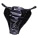 FEESHOW Men's Wet Look Leather Ruched Bikini Briefs Latex Rubber Underwear Navy Blue Medium (Waist 27.0-48.0