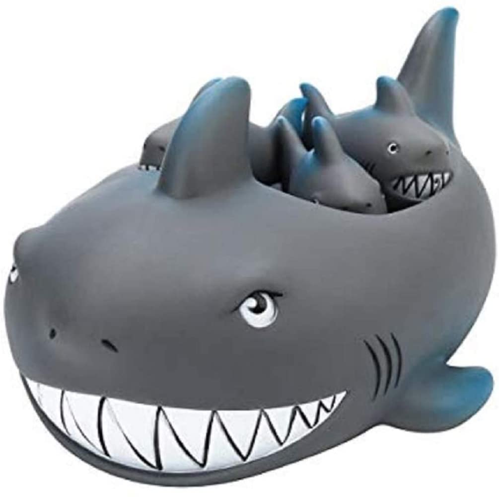 Rubber Shark Bath Toy Set – Floating Shark Family by KOKSI – 4-Piece – Baby & Toddler Bathtime Fun for Bath & Pool
