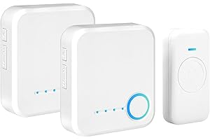 FOVKSUC Wireless Doorbell, Waterproof Door Bell with 60 Chimes, 5 Volume Levels & Mute Mode, Loud Door Bell Ringer Wireless for Home Classroom Office (1 Receiver & 1 Button, White)