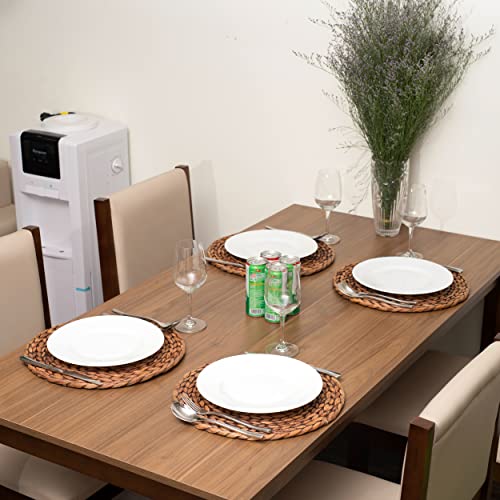 CENBOSS Woven Placemats (13.5" Set of 4, Brown Wash) Round Placemats