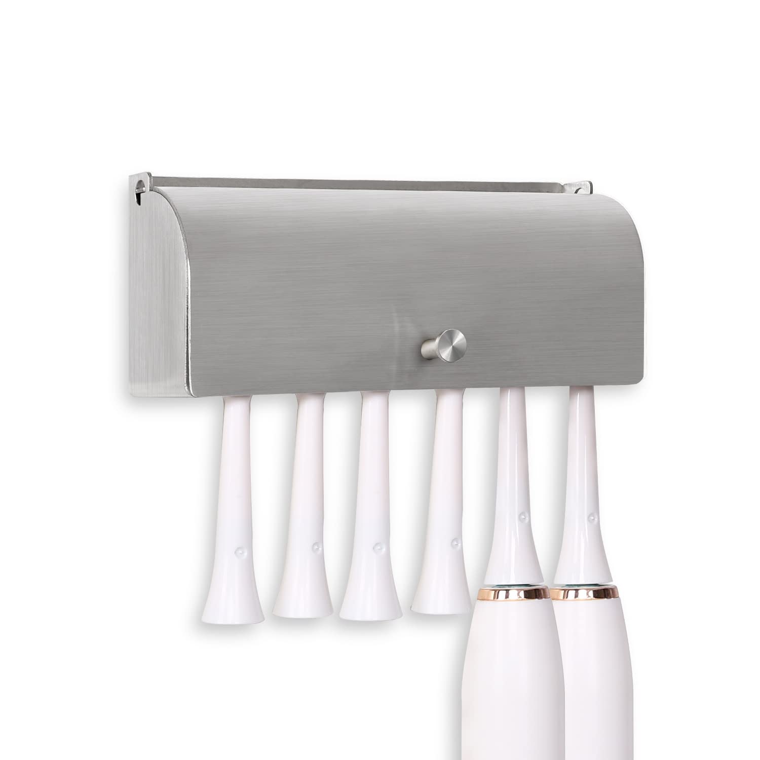 Toothbrush Holder, 304 Stainless Steel Dustproof Wall Mounted Self Adhesive Toothbrush Storage Organizer Stand Rack (13cm(6 Brush Slots))