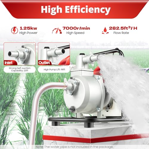 Trash Pump 1 inch Inlet/Outlet Water Pump 2HP 43cc Gas Powered Water photo 11