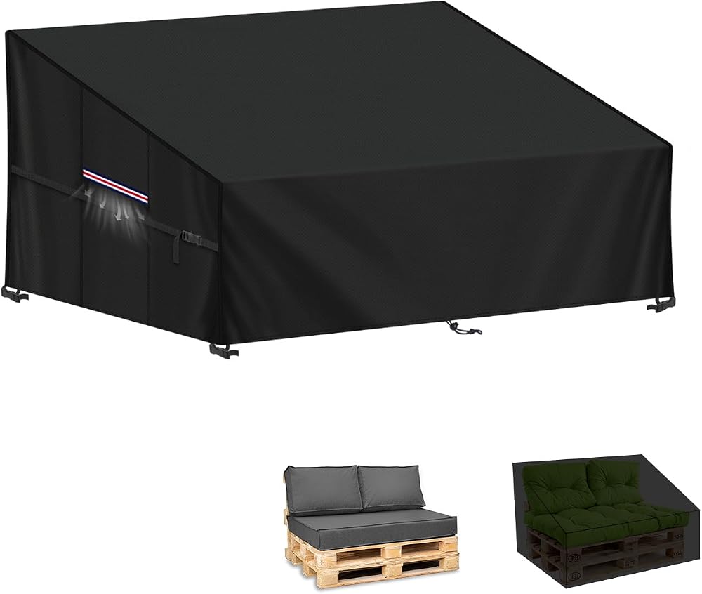 LAMUNI Pallet Sofa Cover 2 Seater Deep Seat Outdoor Waterproof 138x99x80/40cm