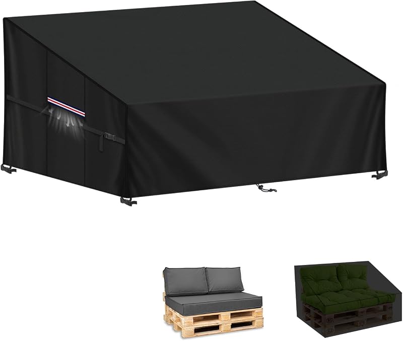 LAMUNI Pallet Sofa Cover 2 Seater Deep Seat Outdoor Waterproof 138x99x80/40cm
