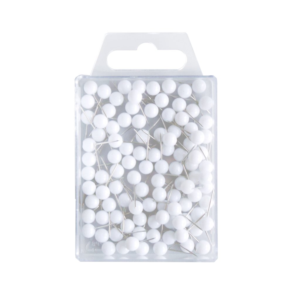 Wedo 56100 Marking Needle (Round Head Needles, Needle Length 16 mm, Head Diameter 6 mm) 100 Pieces White