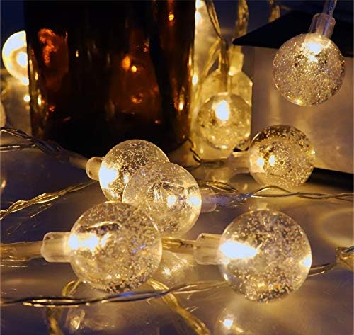 Bubble String Lights - 23ft 40 LED Crystal Ball Fairy Lights for Christmas Trees, Home, Patio, Lawn, Garden, Party and Holiday, Indoor Outdoor Decorations Warm White