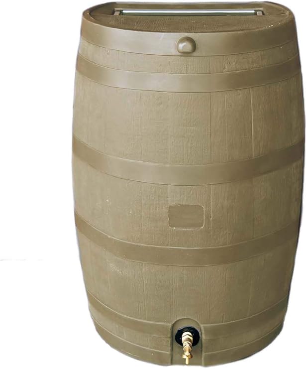 RTS Home Accents 50Gallon Rain Water Collection Barrel with Brass