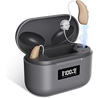 Hearing Aids, JINGHAO BTE Hearing Aids for Seniors and Adults with Charging Case with Volume Control