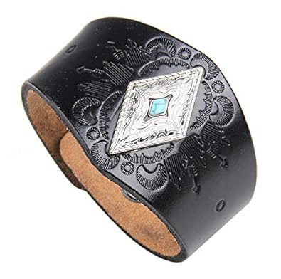 Bracelet Cuir Armband aus Leder – Armband aus Leder und Türkis, handgeschnitzt.