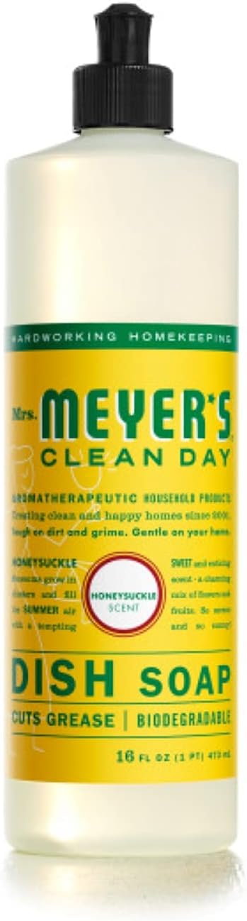 Mrs. Meyer's Clean Day Dishwashing Liquid Dish Soap, Cruelty Free Formula, Honeysuckle Scent, 16 oz - Pack of 6: Health & Personal Care