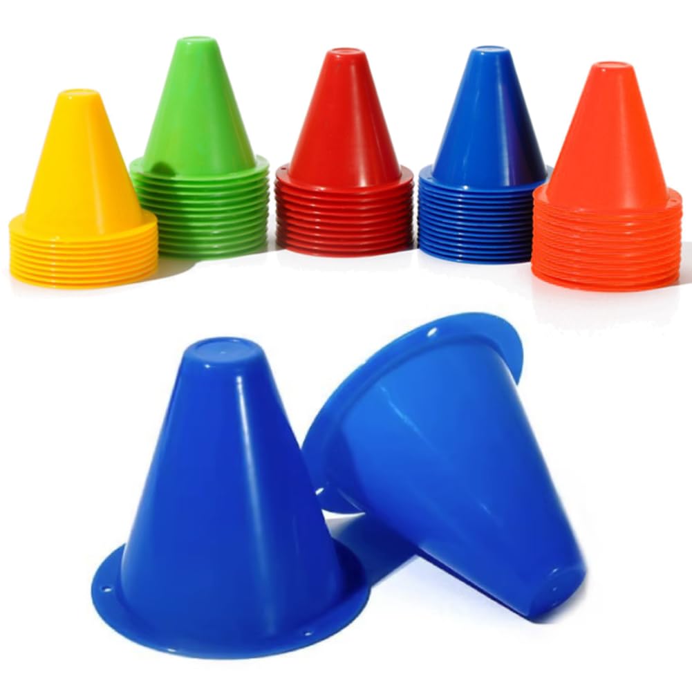 OKBY Mini Cones - 10pcs Small Training Cones Set for Soccer Practice, Skating and Skate, Football, Agility, and Footwork Training (Blue)