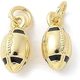 KitBeads 10Pcs Gold Plated Football Charms Brass Enamel Rugby Ball Sport Charms for Jewelry Making Bracelets Necklaces Earrings Keychains Crafts