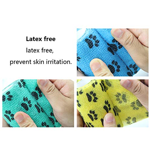 AUPCON Self Adhesive Bandage Vet Tape Cohesive Bandages Bulk Self Adherent Wrap Non-Woven for Pets Animals & Ankle Sprains & Swelling Supply, FDA Approved 4 Inches x 5 Yards