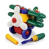 UPmall Take-A-Part Toy Vehicles Airplane Helicopter Build Toys with Tools for Kids, Green