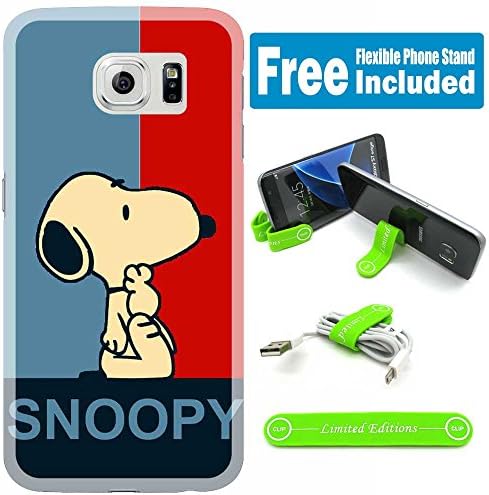 [Ashely Cases] For Samsung Galaxy S7 Edge Cover Case Skin with Flexible Phone Stand - Peanuts Snoopy Polo