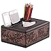 Eonyea Rectangular Tissue Box Cover, ultifunction PU Leather Pen Pencil Remote Control Tissue Box Cover Holder Desk Storage Box Container for Home and Office Use (Brown 2)