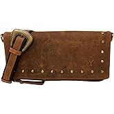 Myra Bag Western Leather Crossbody Clutch for Women - Officially Licensed Yellowstone Shoulder Bag with Rivets