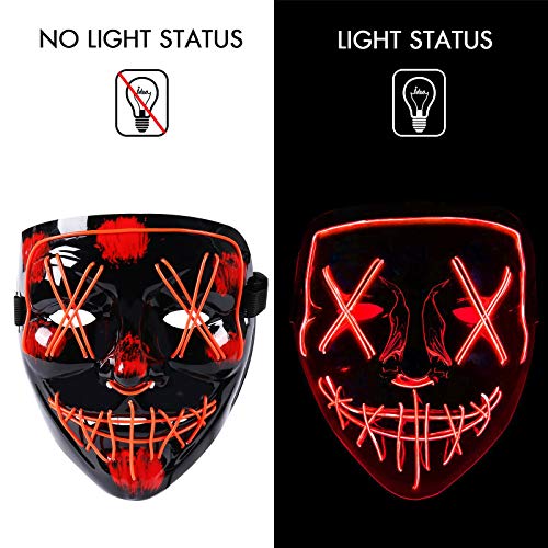 LED Halloween Mask Light Up Creepy Full Face Mask for Costume Festival