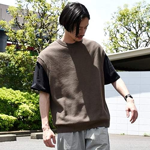 Amazon シップス メンズ Ships Su リネン オーバー ニット ベスト ブラウン Large ベスト 通販