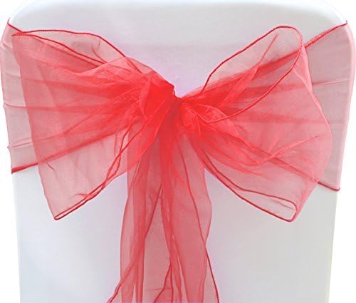 Sarvam Fashion Set of 10 Chair Bows Sashes Tie Back Decorative Item Cover ups for Wedding Reception Events Banquets Chairs Decoration (Dark Coral)