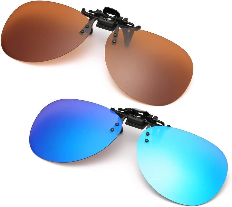 Polarized Clip on Sunglasses,over Prescription Glasses with Flip up.