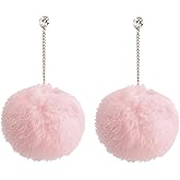 Flairs New York Faux Fur Pom Pom Tassel Drop Dangle Earrings Set
