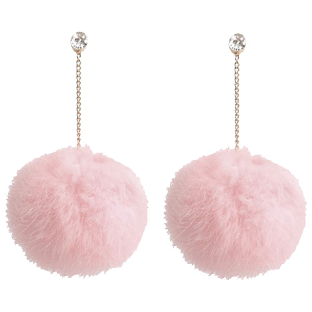 Flairs New YorkFaux Fur Pom Pom Tassel Drop Dangle Earrings Set