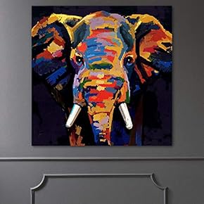 Canvas Elephant Wall Art Abstract Colorful Modern Wall Art Stretched and Framed Ready to Hang - 12x12 inches