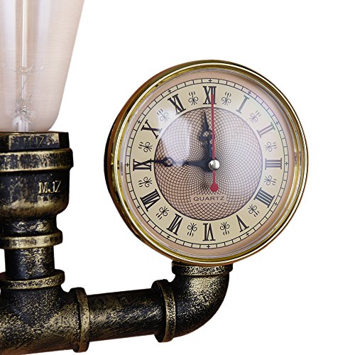 Lingkai Industrial Water Pipe Wall Sconce 3-Light Steampunk Lighting Wall Light Fixture Vintage Wall Lamp in Antique Bronze Finish