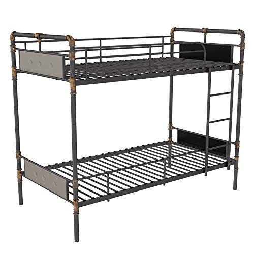 mecor Convertible Twin Over Twin Bunk Bed with Upholstered Button