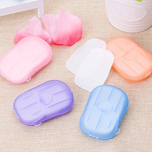 20pcs Mini Scented Slide Sheets Foaming Box Paper Soap for Travel Camping Hiking Washing Hands