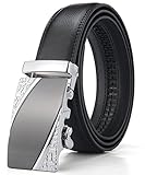 Xhtang Men's Jefferson Buckle with Automatic Ratchet Leather Belt 35mm Wide 1 3/8