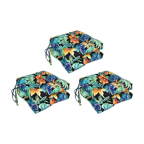 Blazing Needles 16-inch Square Tufted Outdoor Chair Cushion, Beachcrest Caviar,…