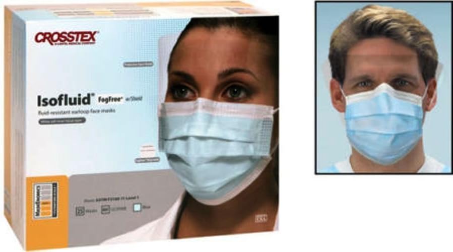GCIPWB PT# GCIPWB- Mask Face Isofluid With Visor Blue Fog Free LF 25/Bx by, Crosstex International