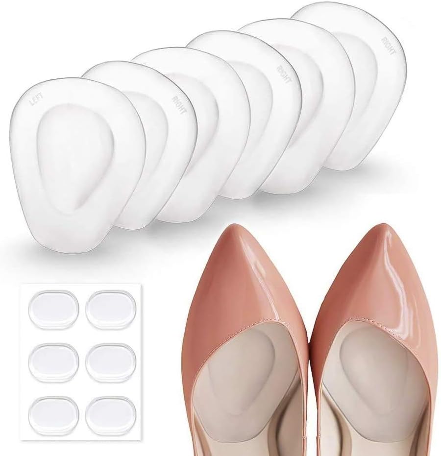 3 Pairs Ball of Foot Cushions Adhere to Shoes, Metatarsal Pads with Water Drop Shape 4D Design, Professional Reusable Soft Insole, One Size Fits Shoe Inserts, by Mildsun: Health & Personal Care