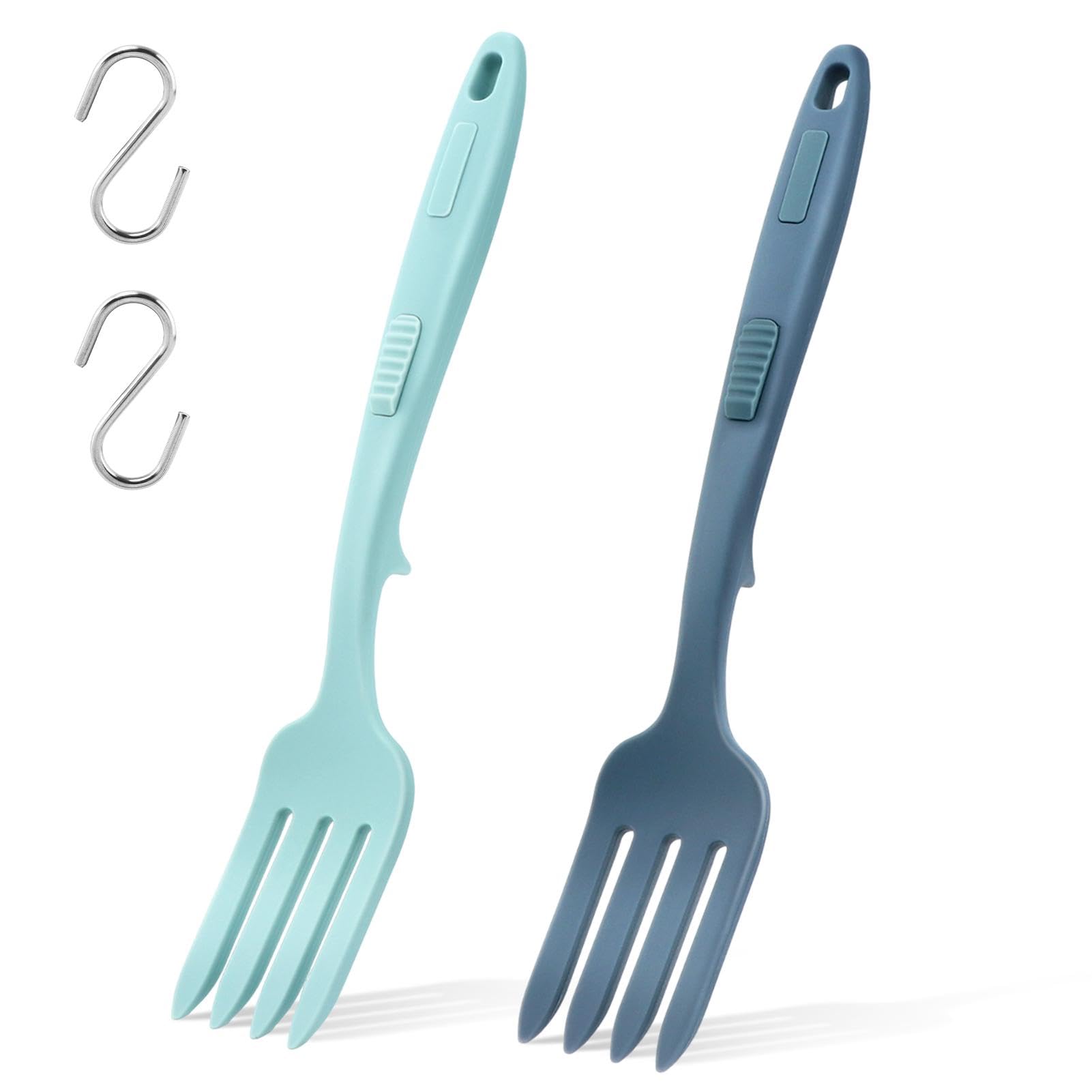 Photo 1 of 2pcs Silicone Flexible Forks Silicone Cooking Fork Heat Resistant 11.6 Inch Nonstick Blending Fork Ultimate Fork for Mix Ingredients, Mash Food(COLOR:blue)