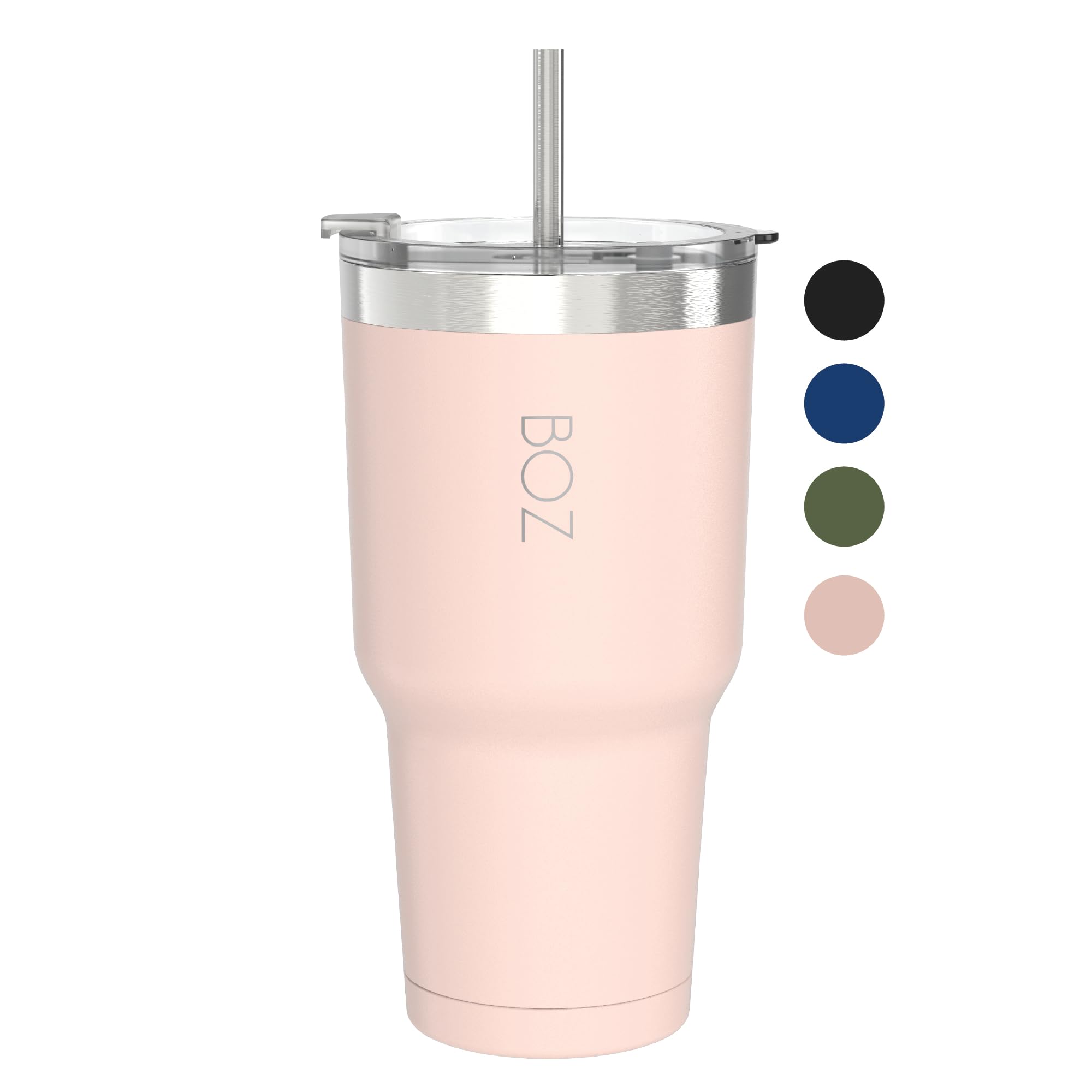 BOZ Insulated Tumbler - Stainless Steel Cup with Lid and Straw - Perfect for Hot and Cold Drinks - BPA Free (900 ml / 30oz, Pink)