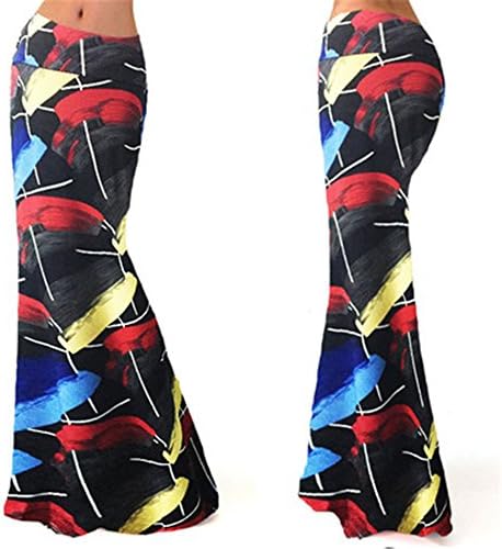 Women's Stylish Fold Over Flare Long Maxi Skirt(Red-XX-Large)