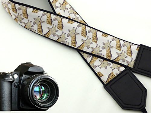 Giraffe camera strap. Black DSLR / SLR Camera Strap. Durable, light weight and well padded camera strap. code 00024