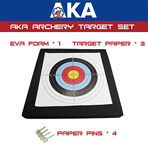 AKA Sports Gear Archery High Density EVA Foam Target with 3 Target Paper and Pins-Size 52cm52cm5cm