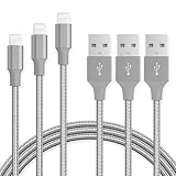 Phone Charger Cable Novtech 3 Pack 3ft 6ft 10ft Charging Cord USB Cable Fast Charging Cord Compatible with Phone X 8 8 Plus 7 7 Plus 6s 6s Plus 6 6 Plus 5s 5c 5 Pad Air Pad Mini Pod Gray